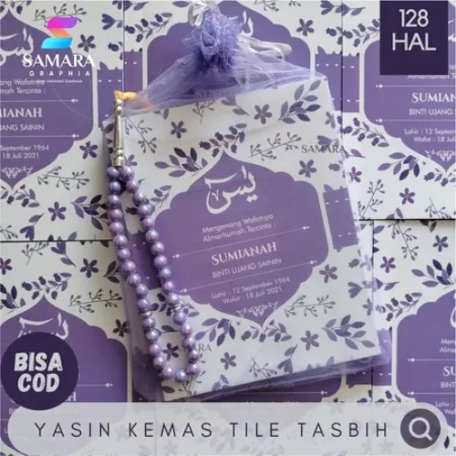 Cetak Buku Yasin Tahlil Softcover Custom Foto Almarhum Lengkap Doa Mengenang 40 Hari Desain Krisan 1